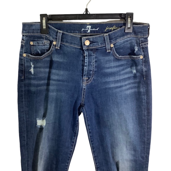 7 For All Mankind Josefina Skinny Boyfriend Dark Wash Jeans - Picture 2 of 8